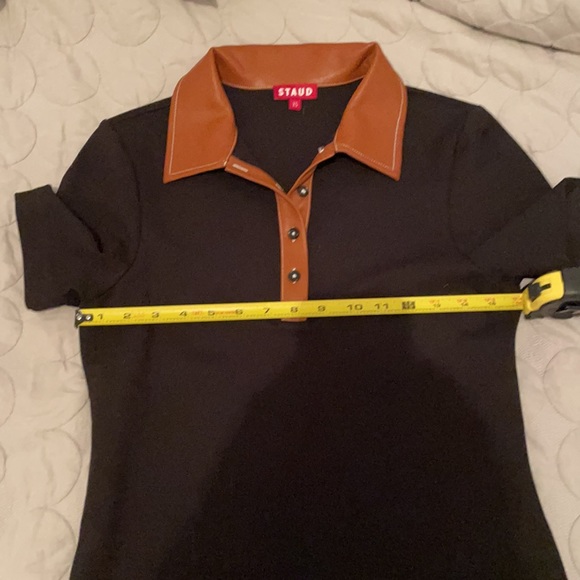 STAUD Jay Polo Dress with faux leather collar Size XS - Picture 10 of 15